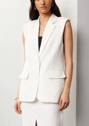 Endless Rose White Linen Blazer Vest SMALL Boxy Oversized Career Suiting $130