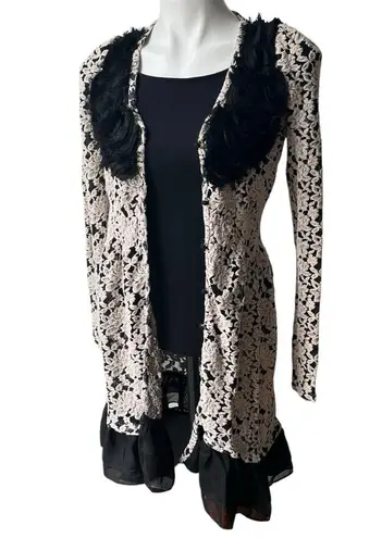 Ryu Rosette Detail Sheer Embroidered Lace Cardigan/Dress Retro Boho Cottage