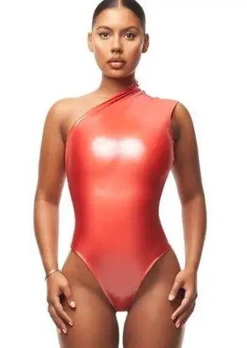 Coucoo Jani Bodysuit One Shoulder Asymmetric Thong Shaping Goji Granita XLarge Red Size XL