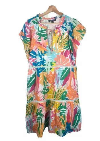 Boston Proper Abstract Forest Tiered Shift Dress Size M Resort Tropical Vacation