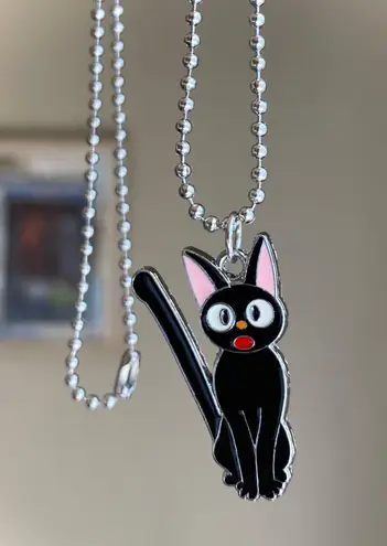 Handmade kawaii cute y2k 90’s black cat ballchain necklace ❤️