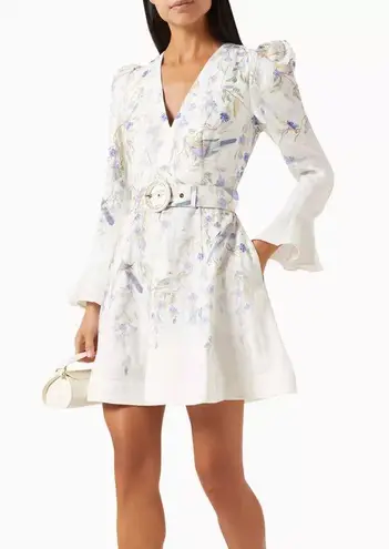 Zimmermann Cream and Purple Floral Long Sleeve Dress