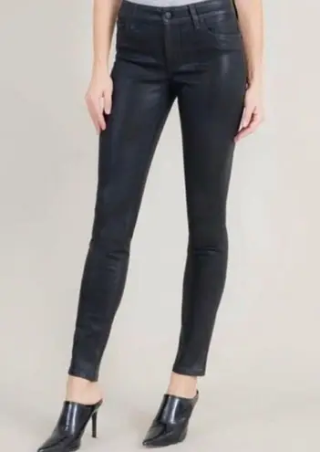 Level 99 Womens Size 27 Coated Black Jeans Leather Look