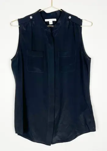 Banana Republic  Black Silk Sleeveless Button Front Blouse‎ Size 4 thumbnail 1