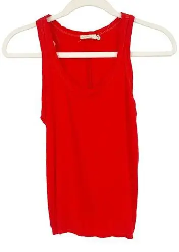 Nation Ltd Womens Minimalist Scoop Neck Leopard Animal Print Tank Top Size S Red