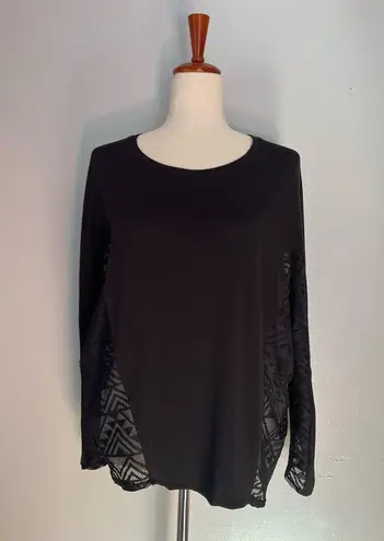 Ramy Brook Aprec  black geometric sheer dolman sleeve top witch witchy whimsigoth