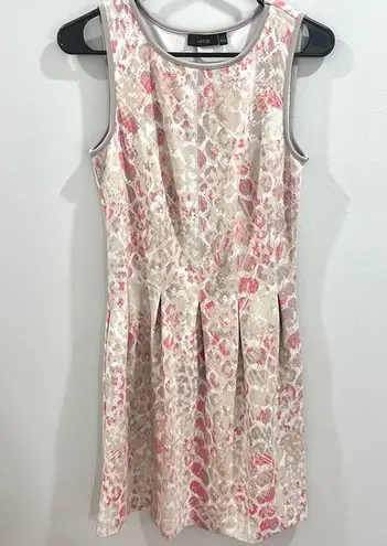 Apt. 9 Blush and tan abstract print pleated dress with pockets size XS