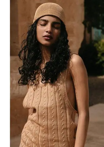 Savannah Morrow Casey Top Oversized Sweater Knit Tank in Almond Size Medium NWT Tan