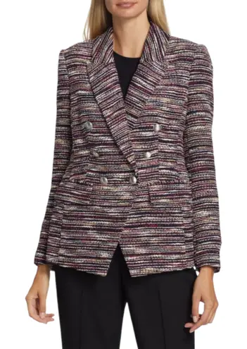 Elie Tahari Womens Blazer Size 10 Tweed Double Breasted Metallic Holiday Jacket