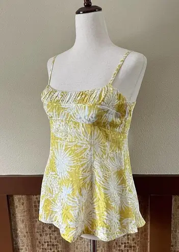 Rebecca Taylor  Cami Top Sunflower Floral Print Peplum Yelllow Size 2 NWT