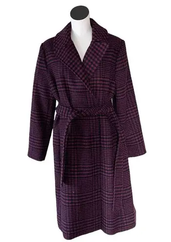 Anne Klein NWT  Coat Women's Wool Blend Plaid Belted Wrap Plus Size 14