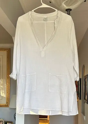 Kona Sol White Textured Beach Coverup Sz S