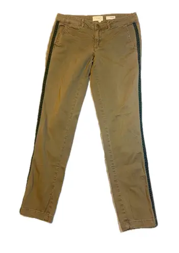 Chino by Anthropologie Relaxed Olive Green Chinos w/ Velvet Trim