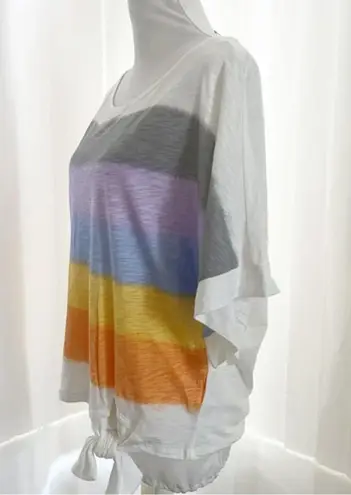 Democracy Oversized Colorful Striped Short Sleeve T-Shirt