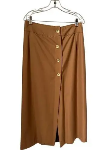 Vintage OOAK high waisted Brown wrap maxi skirt gold button closing large