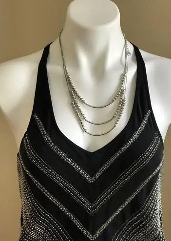 Madison Marcus  Black & Silver Silk Beaded Mini Dress Sz. XS