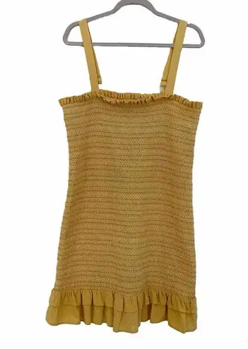 American Eagle  LINEN Ruffle Smocked Mini Tank Dress XLARGE Yellow NWT