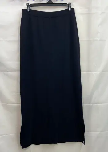 Vintage Studio G women's black thick knit stretch ankle pull on split hem skirt Size M