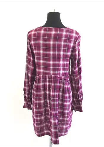 BCBGeneration  Cranberry Plaid Baby Doll Dress