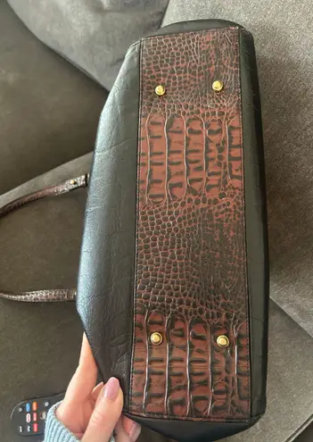 Brahmin Arno Tuscan Black and Brown Leather Satchel Shoulder Bag Purse - Vintage