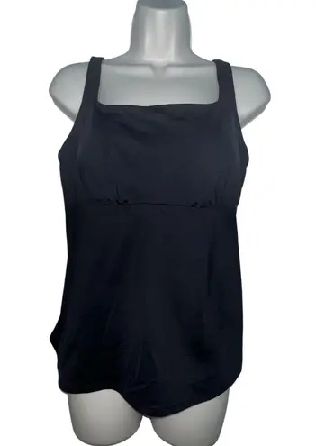 Lands End Black Tummy Control Square Neck Tankini SWIM TOP Size 10 DDD 522667 Black