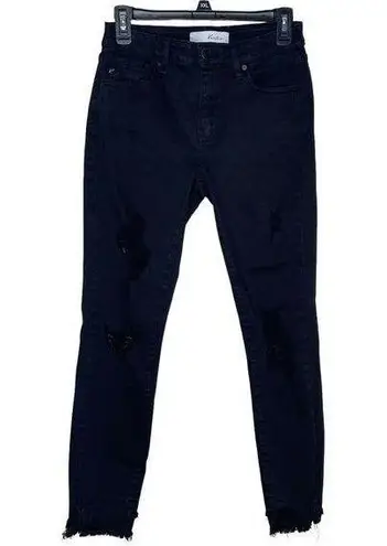 Kancan Women's JeansKC6204BK Gemma Mid Rise Distressed Fringe Hem Black Sz. 7/27