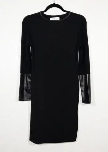 Harrison Hollis Black Faux Leather Insert Mini Dress Size Small