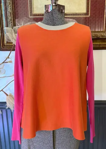 Compania Fantastica Colorblock Pink and Orange Boxy Sweater ~ Size Small 💛🍄