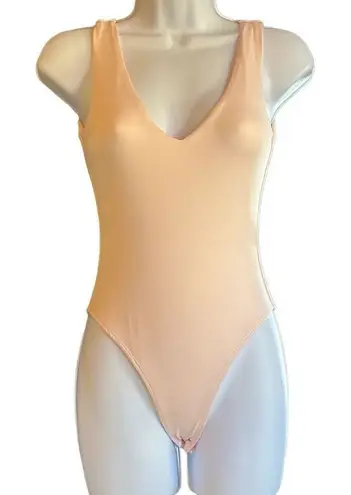 Showpo Baby Pink Deep V Snap Closure Cheeky Bodysuit Sz 2 Balletcore Lagenlook Pink