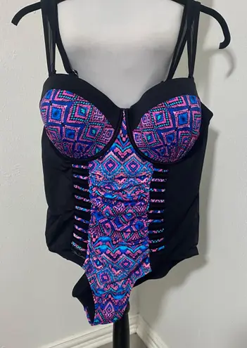 Swimsuit For All SWIMSUITS FOR ALL Plus Size 20 Aztec Print One Piece Swimsuit Tummy Control NWT