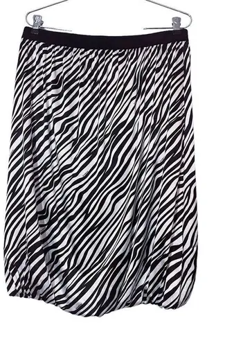 Bebe  zebra animal print silk bubble skirt women's medium black knee length y2k