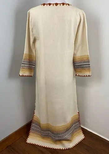 Handmade Peruvian Neutral Woven Tunic Dress BOHO Hippie