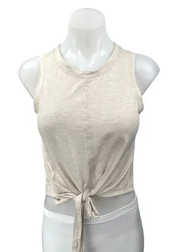 Lululemon Time to Restore Cream Knit Sleeveless Tie Wrap Knot Crop Tank Top Sz 4