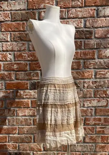 Max Studio  textured tan & cream mini skirt / L / Excellent condition