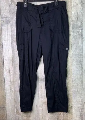INC International Concepts Size 10 Ankle High Rise Black Cargo Pants W/T…