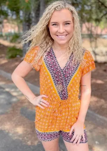 Heyson Women Orange Romper Size Medium NWT BOHO