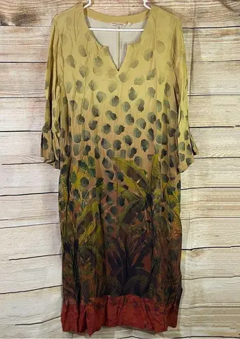 Soft Surroundings boho midi dress with pockets jungle print women Size XLarge
