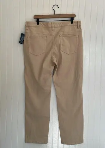 Coldwater Creek Knit Denim High Rise Straight-Leg Jeans in Stone Khaki Size 16