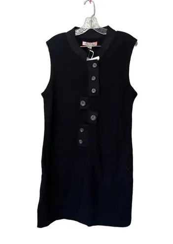 Beyond Threads Alpaca Merino Wool Tunic Vest Cardigan Black L NWT Size L