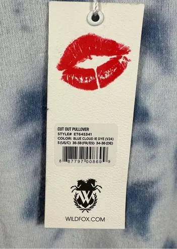 Wildfox  I Need Huge Glass of Tequila Sweatshirt Cutout Cloud Blue Tie Dye S NWT