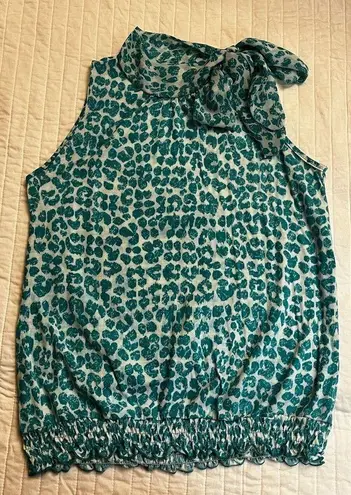 French Laundry teal and white tie neck tank top