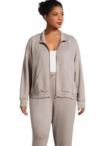 Avia Womens Track Jacket Size 2X 20W-22W Zipped Front Side Pockets Taupe New