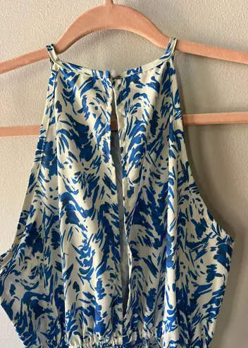 Blue Allover Print Halter Neck Romper Size Small/4