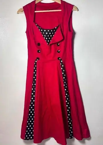 Dress 50's Style Womens Small Rockabilly Retro Red Sailor Pin Up Polka D…