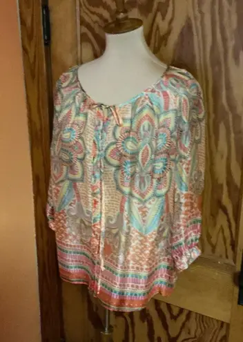 Lavender Brown Boho Colorful Silk Blouse