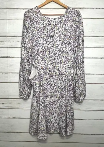 AFRM Revolve Sean Floral Long Sleeve Cutout Mini Dress Plus Size 2XL White