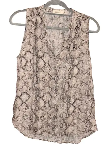 Bella Dahl Snakeskin print v neck tank top grey beige size large