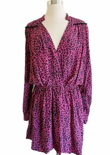 Zadig & Voltaire  Reveal Leopard Print Dress Hot Pink Black MSRP $398 Large NWT