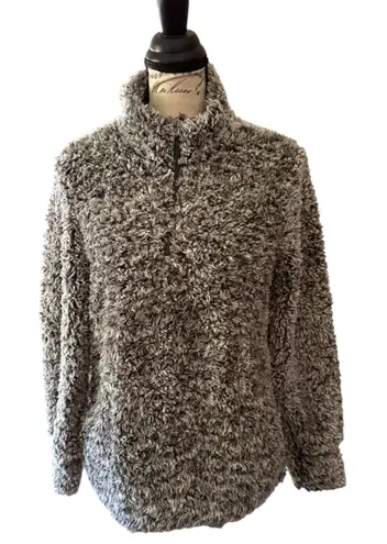 Weatherproof Vintage Gray Black Sherpa Mock Neck Pullover Size Medium