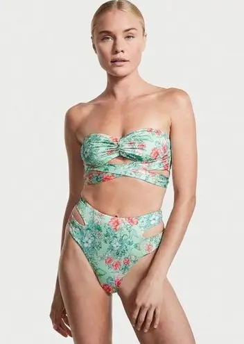 Victoria's Secret NEW Size M Medium Green  VS Butterfly Floral Bikini 2 Piece Set